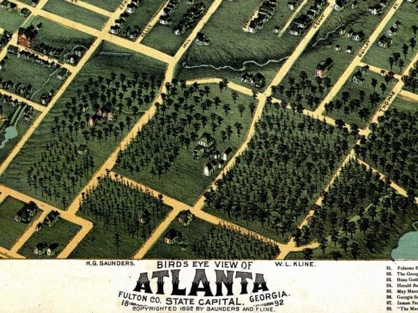 Atlanta 1892 Antique Map