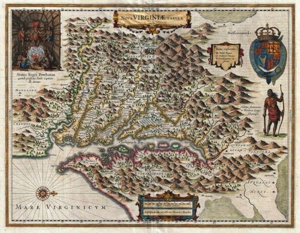Virginia 1630 Antique Map