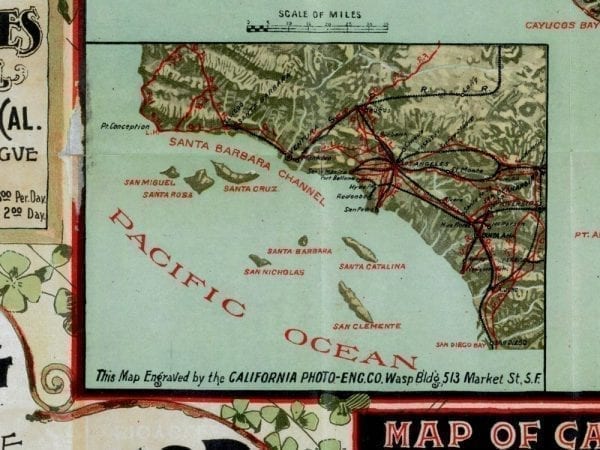 California 1896 Antique Map