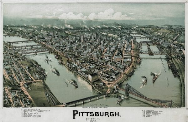 Pittsburgh 1902 Antique Map