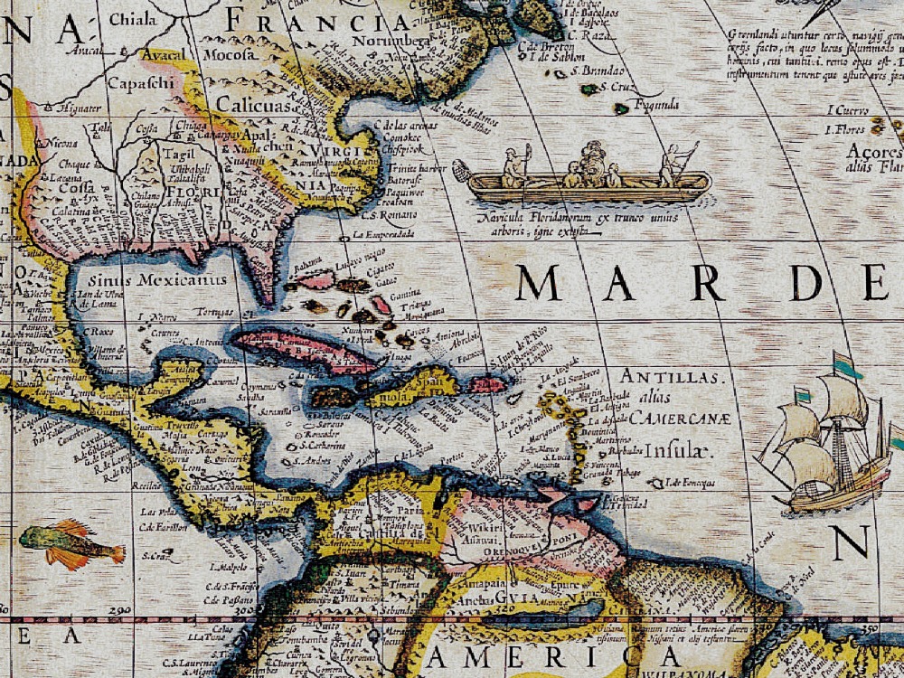Vintage Map of The Americas 1619