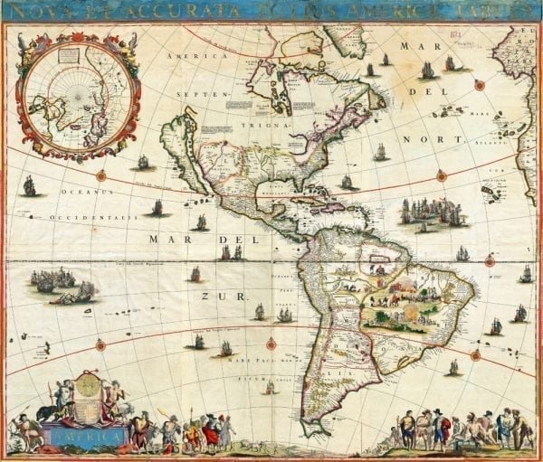 America 1660 Antique Map