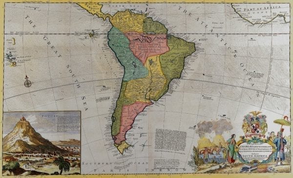South America 1715 Antique Map