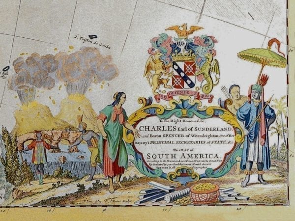 South America 1715 Antique Map