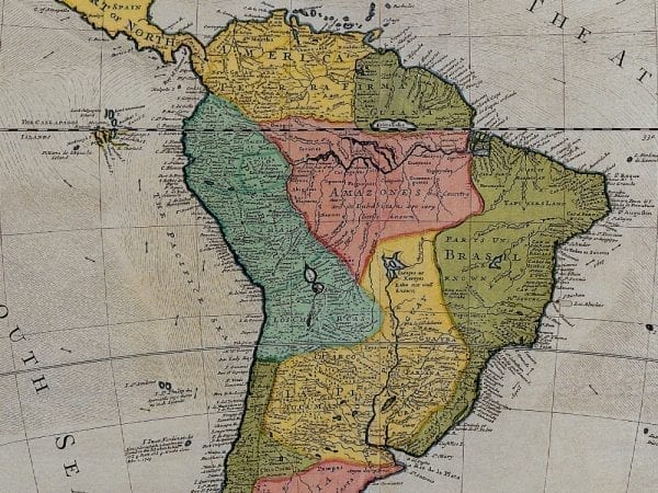 South America 1715 Antique Map