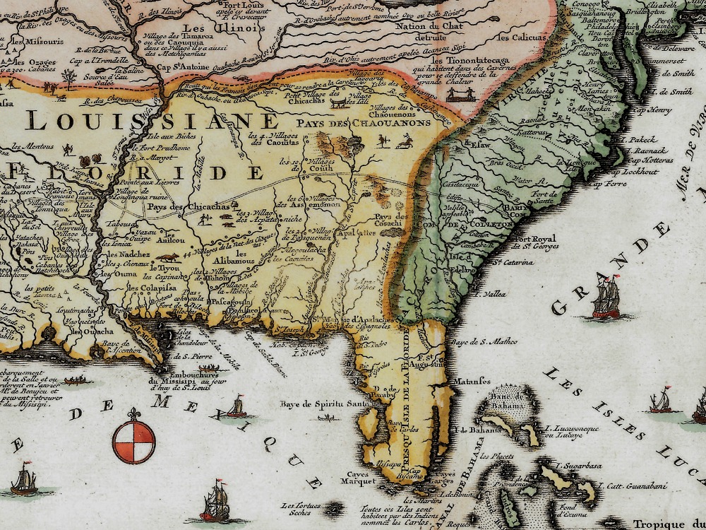 Vintage Map Of New France 1719