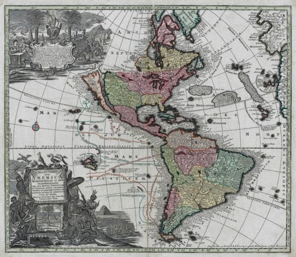 The Americas 1730 Antique Map