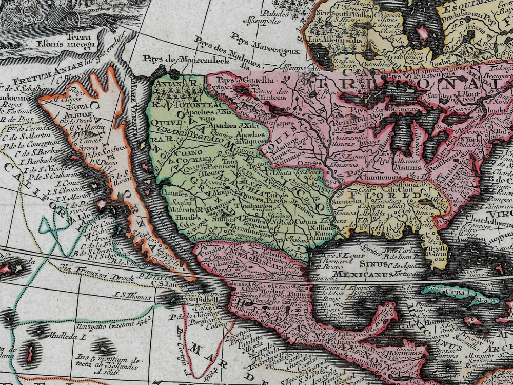 Vintage Map of The Americas 1730