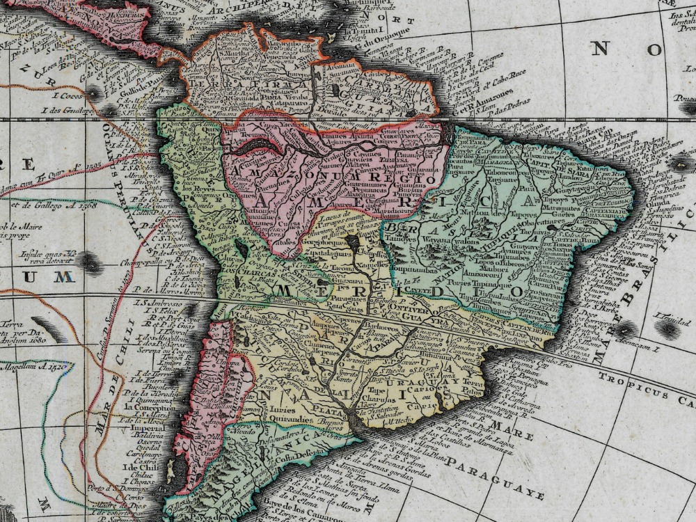 Vintage Map of The Americas 1730