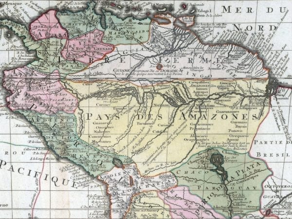 South America 1734 Antique Map