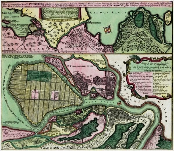 St. Petersburg 1703 Antique Map
