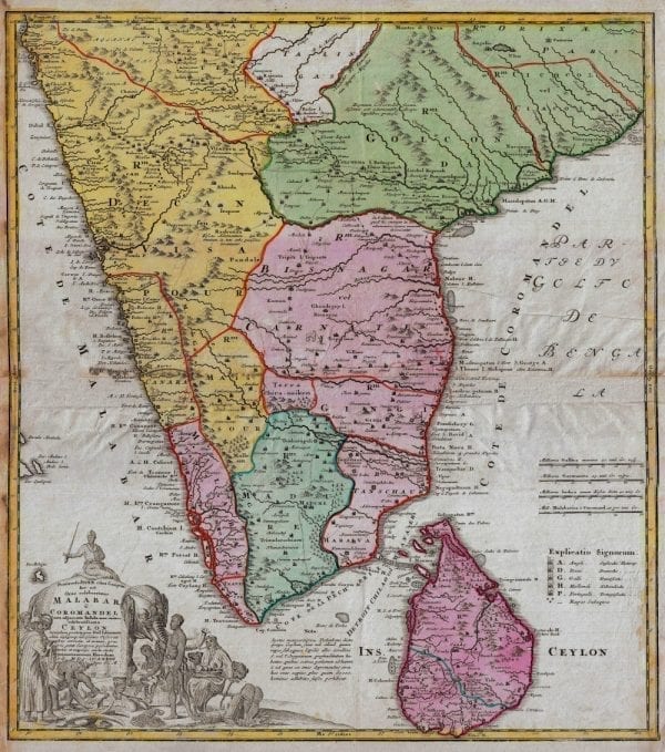 India 1733 Antique Map