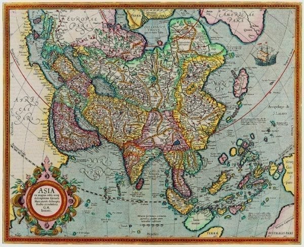 Asia 1595 Antique Map