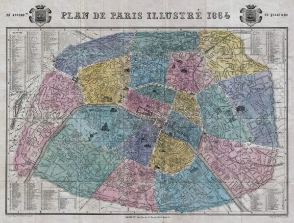 Paris 1864 Antique Map