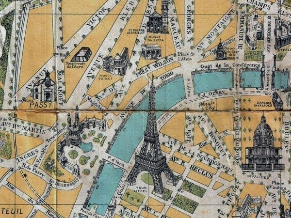 Paris 1890 Antique Map