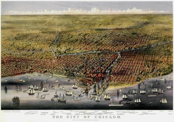Chicago 1874 Antique Map