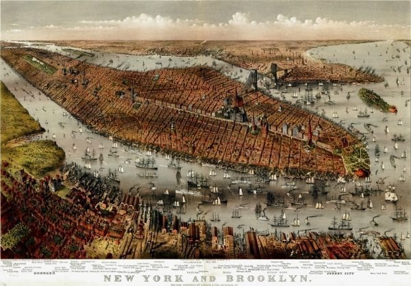New York 1875 Antique Map