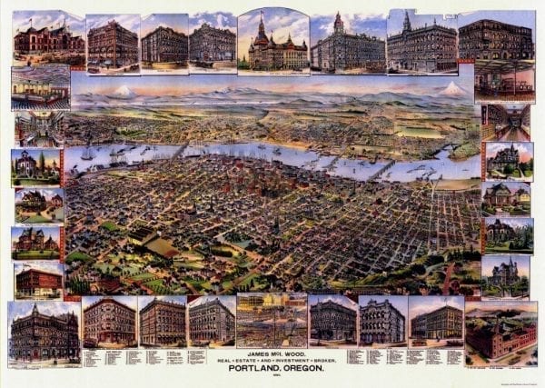 Portland 1890 Antique Map