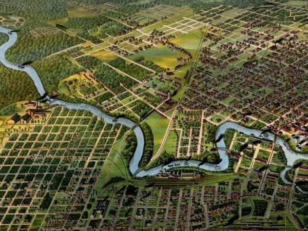 Houston 1891 Antique Map