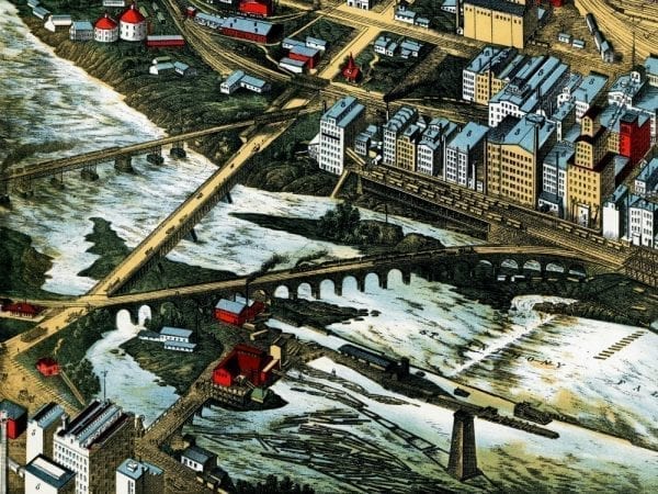 Minneapolis 1891 Antique Map