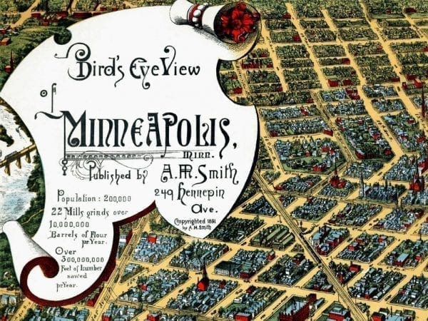 Minneapolis 1891 Antique Map