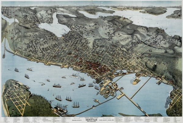 Seattle 1891 Antique Map