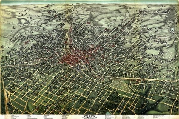 Atlanta 1892 Antique Map