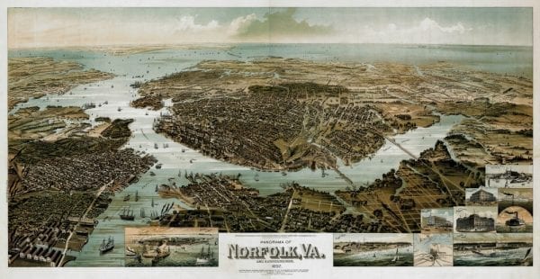 Norfolk 1892 Antique Map