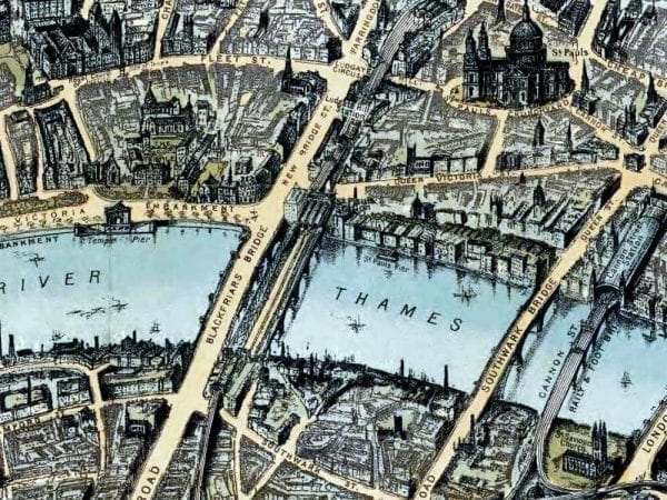London 1897 Antique Map