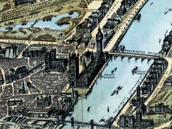 London 1897 Antique Map