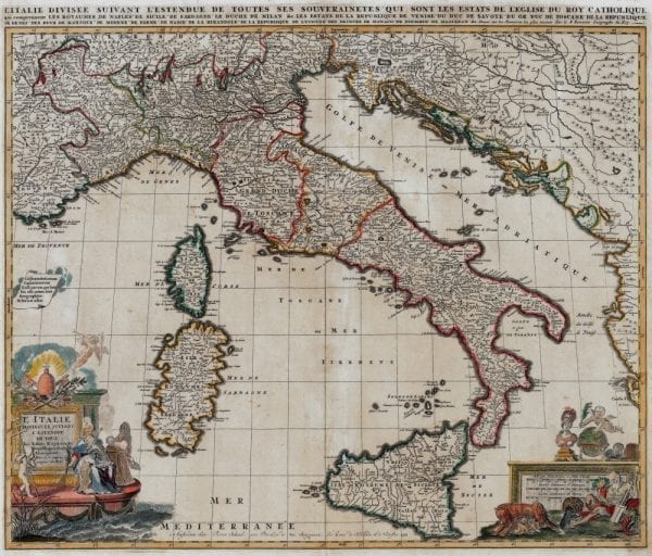 Italy 1702 Antique Map