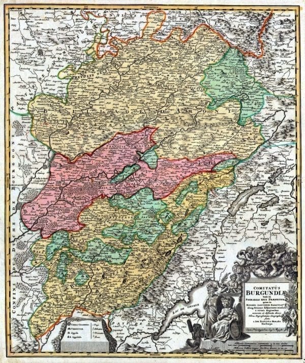 Burgundy 1716 Antique Map
