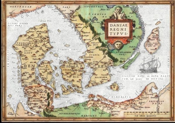 Denmark 1570 Antique Map