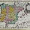 Spain & Portugal 1730 Antique Map