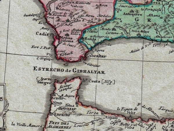 Spain & Portugal 1730 Antique Map