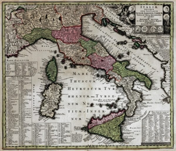 Italy 1750 Antique Map
