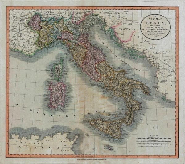 Italy 1799 Antique Map