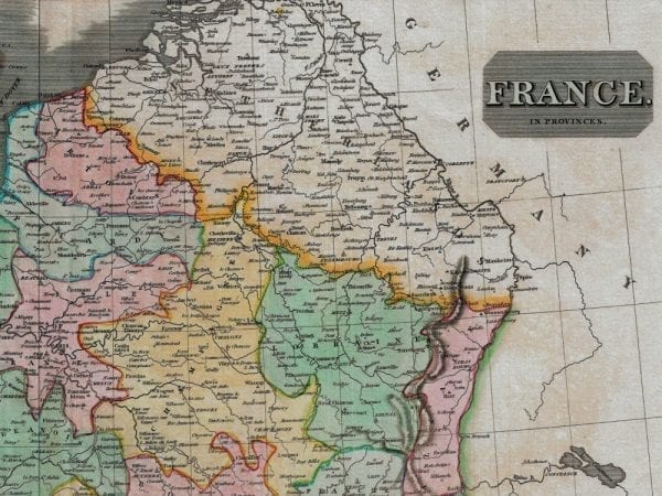 Vintage Map Of France 1814