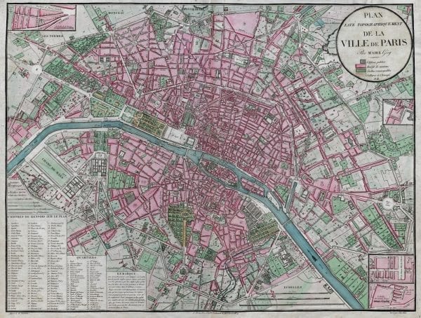Paris 1828 Antique Map