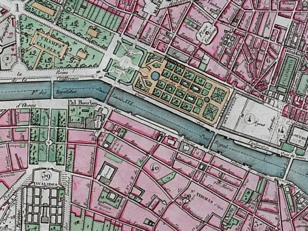 Paris 1828 Antique Map