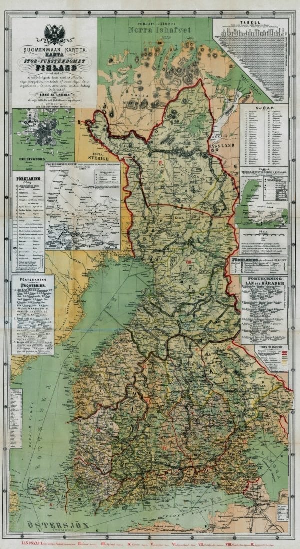 Finland 1881 Antique Map