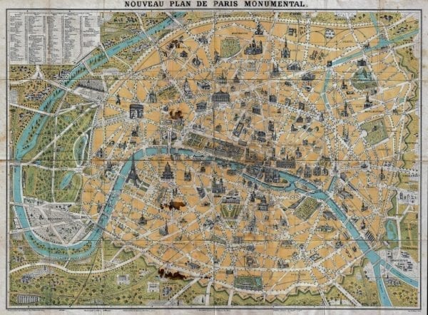Paris 1890 Antique Map