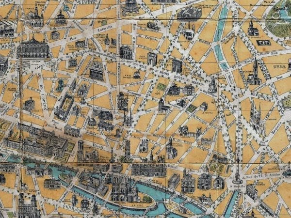 Paris 1890 Antique Map