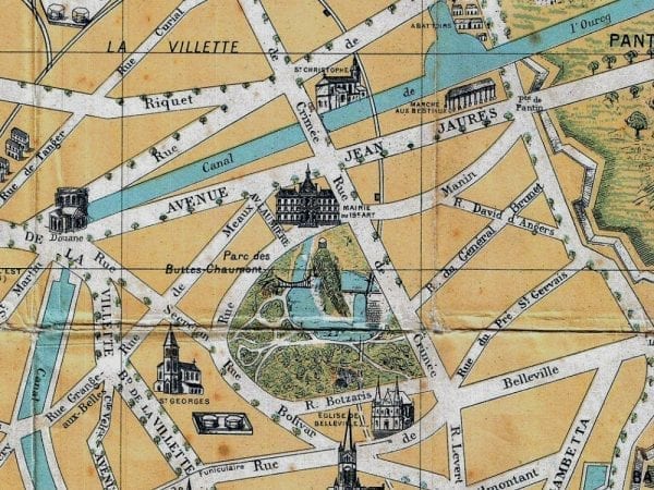 Paris 1890 Antique Map