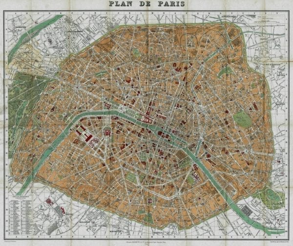 Paris 1892 Antique Map