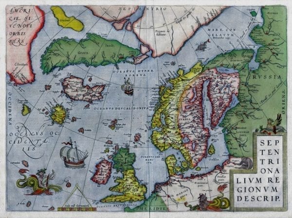 Northern Europe 1570 Antique Map