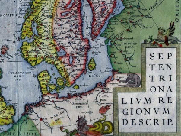 Northern Europe 1570 Antique Map