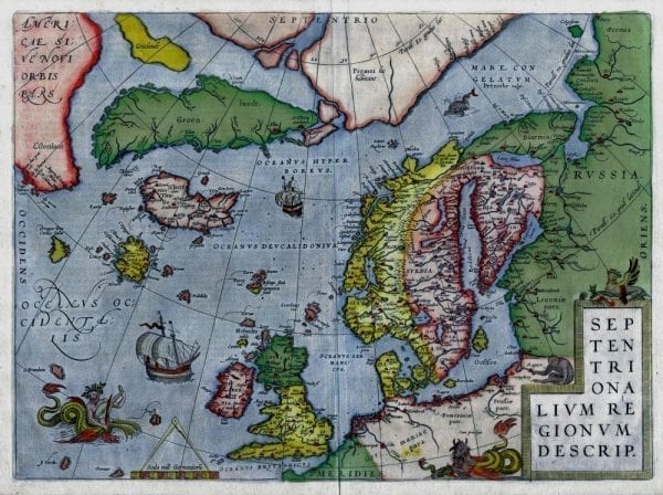 Northern Europe 1595 Antique Map