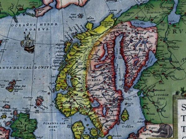 Northern Europe 1595 Antique Map