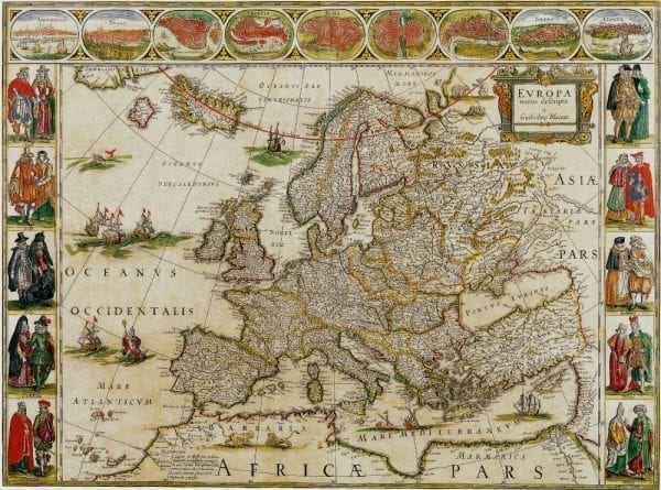 Europe 1650 Antique Map